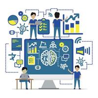 Flat Illustration Design in the age of AI Theme vector
