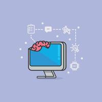 Computer Vision Cartoon in the age of artificial Intelegent Theme vector