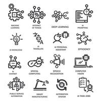 Lineal Icon Set in the age of AI theme vector