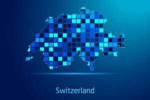 concepts of Switzerland Network Digital Technology Graphic illustration. Blue Color. Internet Futuristic Concept Map. vector