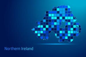 concepts of Northern Ireland Network Digital Technology Graphic illustration. Blue Color. Internet Futuristic Concept Map. vector