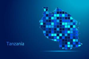 concepts of Tanzania Network Digital Technology Graphic illustration. Blue Color. Internet Futuristic Concept Map. vector