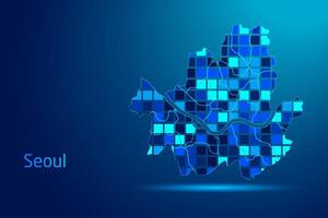concepts of Seoul Network Digital Technology Graphic illustration. Blue Color. Internet Futuristic Concept Map. vector