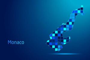 concepts of Monaco Network Digital Technology Graphic illustration. Blue Color. Internet Futuristic Concept Map. vector