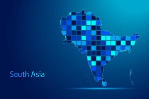 concepts of South Asia Network Digital Technology Graphic illustration. Blue Color. Internet Futuristic Concept Map. vector