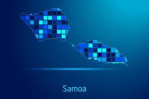 concepts of Samoa Network Digital Technology Graphic illustration. Blue Color. Internet Futuristic Concept Map. vector