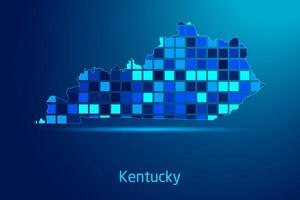 concepts of Kentucky Network Digital Technology Graphic illustration. Blue Color. Internet Futuristic Concept Map. vector