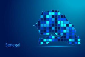concepts of Senegal Network Digital Technology Graphic illustration. Blue Color. Internet Futuristic Concept Map. vector
