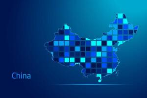 concepts of China Network Digital Technology Graphic illustration. Blue Color. Internet Futuristic Concept Map. vector