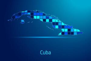 concepts of Cuba Network Digital Technology Graphic illustration. Blue Color. Internet Futuristic Concept Map. vector
