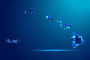 concepts of Hawaii Network Digital Technology Graphic illustration. Blue Color. Internet Futuristic Concept Map. vector