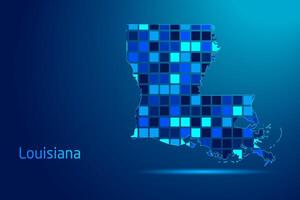 concepts of Louisiana Network Digital Technology Graphic illustration. Blue Color. Internet Futuristic Concept Map. vector