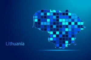 concepts of Lithuania Network Digital Technology Graphic illustration. Blue Color. Internet Futuristic Concept Map. vector