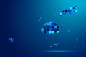 concepts of Fiji Network Digital Technology Graphic illustration. Blue Color. Internet Futuristic Concept Map. vector