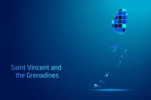 concepts of Saint Vincent and the Grenadines Network Digital Technology Graphic illustration. Blue Color. Internet Futuristic Concept Map. vector