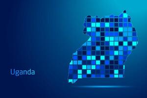 concepts of Uganda Network Digital Technology Graphic illustration. Blue Color. Internet Futuristic Concept Map. vector