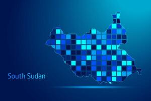 concepts of South Sudan Network Digital Technology Graphic illustration. Blue Color. Internet Futuristic Concept Map. vector
