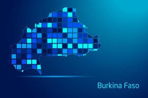 concepts of Burkina Faso Network Digital Technology Graphic illustration. Blue Color. Internet Futuristic Concept Map. vector