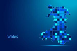 concepts of Wales Network Digital Technology Graphic illustration. Blue Color. Internet Futuristic Concept Map. vector