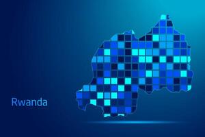 concepts of Rwanda Network Digital Technology Graphic illustration. Blue Color. Internet Futuristic Concept Map. vector
