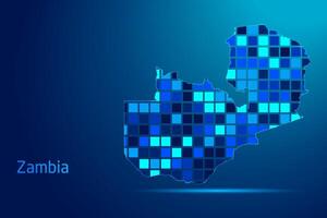 concepts of Zambia Network Digital Technology Graphic illustration. Blue Color. Internet Futuristic Concept Map. vector