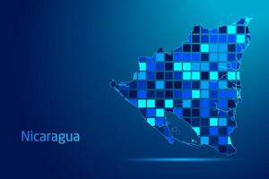concepts of Nicaragua Network Digital Technology Graphic illustration. Blue Color. Internet Futuristic Concept Map. vector