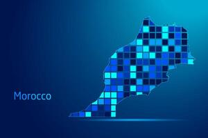 concepts of Morocco Network Digital Technology Graphic illustration. Blue Color. Internet Futuristic Concept Map. vector