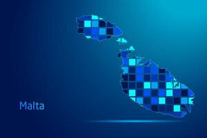 concepts of Malta Network Digital Technology Graphic illustration. Blue Color. Internet Futuristic Concept Map. vector
