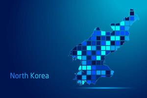 concepts of North Korea Network Digital Technology Graphic illustration. Blue Color. Internet Futuristic Concept Map. vector