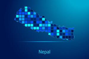concepts of Nepal Network Digital Technology Graphic illustration. Blue Color. Internet Futuristic Concept Map. vector