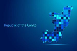 concepts of Republic of the Congo Network Digital Technology Graphic illustration. Blue Color. Internet Futuristic Concept Map. vector