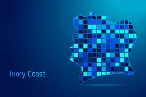 concepts of Ivory Coast Network Digital Technology Graphic illustration. Blue Color. Internet Futuristic Concept Map. vector