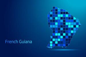 concepts of French Guiana Network Digital Technology Graphic illustration. Blue Color. Internet Futuristic Concept Map. vector