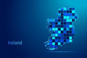 concepts of Ireland Network Digital Technology Graphic illustration. Blue Color. Internet Futuristic Concept Map. vector