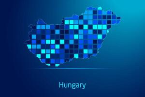 concepts of Hungary Network Digital Technology Graphic illustration. Blue Color. Internet Futuristic Concept Map. vector