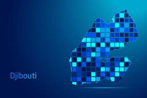 concepts of Djibouti Network Digital Technology Graphic illustration. Blue Color. Internet Futuristic Concept Map. vector