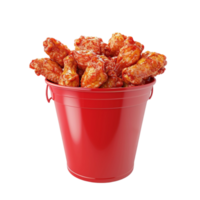 Bucket of Hot Wings on Transparent Background AI-Generative png