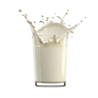 Milk Splash in Glass on Transparent Background AI-Generative png