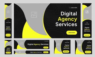 Fully customizable eps web set banner design for social media post, digital agency services banner template design vector