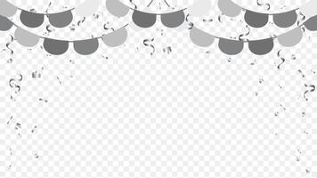gray color garland bunting flag, ribbon and confetti frame background for party congratulation and anniversary vector