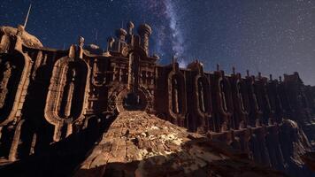 A very tall building with a lot of stars in the sky photo