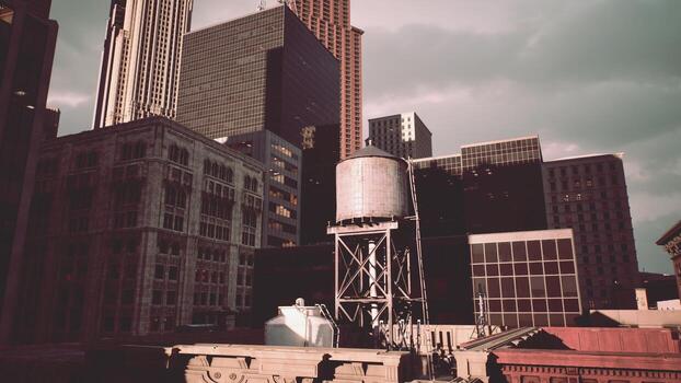 aéreo ver de Manhattan horizonte a puesta de sol foto