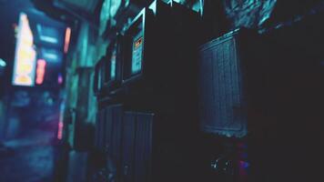 A room with a bunch of boxes on the wall photo