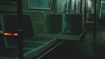 Empty Seats in a Subway Car photo