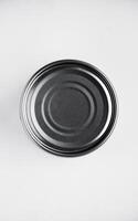 A tin can on a white background. A tin can. photo