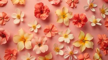 Beautiful flower branches and buds on one colored floral plain background photo