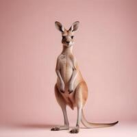 a kangaroo standing on its hind legs in front of a gray background photo