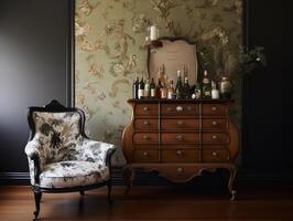 vintage furniture with classical ornaments photo