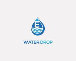Letter E and water drop logo icon design concept template. vector