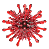 Red Virus with Small Drops, Microscopic Pathogen Concept AI-Generative png